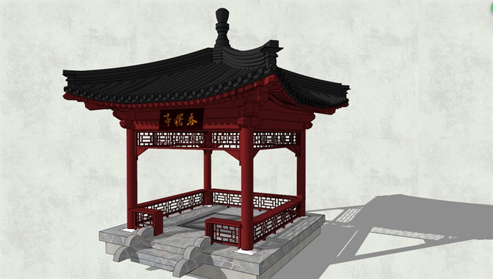 中式古典亭子完整设计su模型