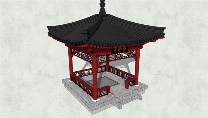 中式古典亭子完整设计su模型