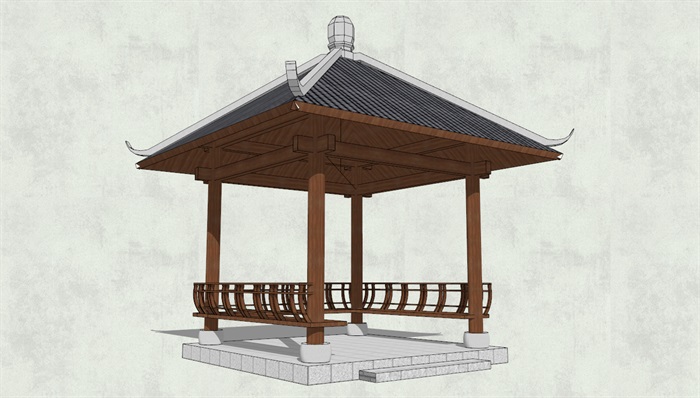 古典中式亭子详细设计su模型