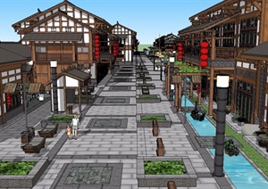 川东风格的商业街建筑SU(草图大师)模型