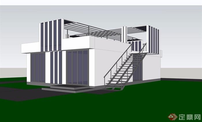 简易别墅CAD方案及su模型