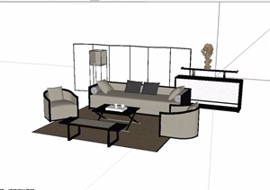 中式沙发完整组合设计SU(草图大师)模型