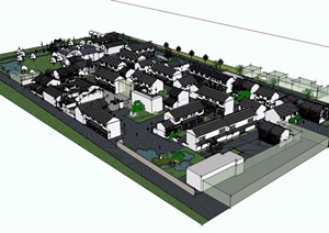 江南水乡中式详细的商业建筑SU(草图大师)模型