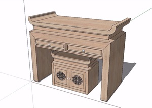 古典中式风格案台详细SU(草图大师)模型