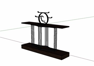 古典中式风格木质桌子SU(草图大师)模型