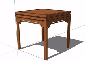 中式风格详细完整的木质桌子设计SU(草图大师)模型
