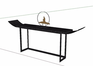 某现代中式风格详细室内桌子设计SU(草图大师)模型