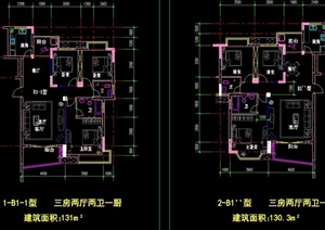 比较实用的多个cad户型平面