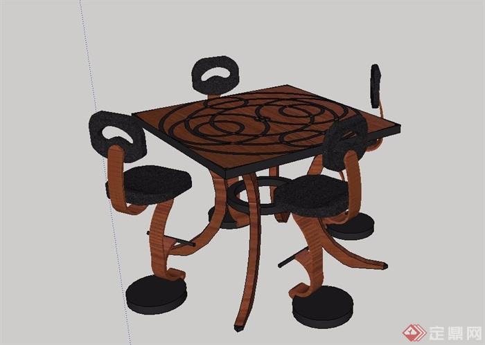 现代风格详细完整的桌椅su模型