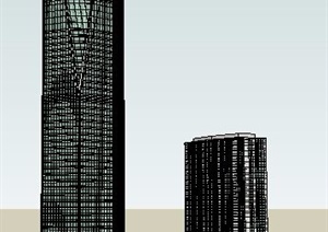 现代高层商务中心综合体建筑SU(草图大师)模型