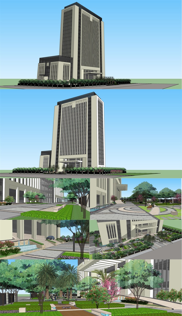 办公区详细高层建筑设计su模型