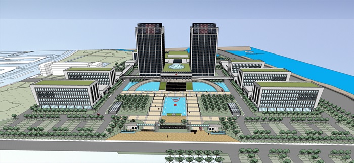 行政中心详细高层建筑设计su模型
