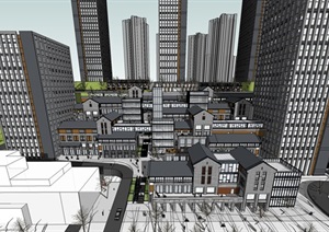 精致现代中式办公住宅综合楼SU(草图大师)模型