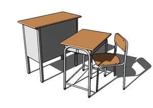 现代详细桌椅组合SU(草图大师)模型