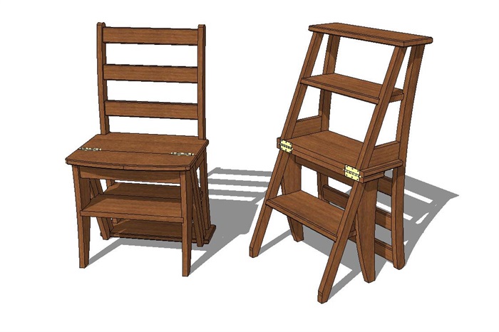 现代风格全木质座椅su模型