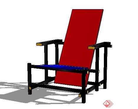 中式靠椅椅子su模型