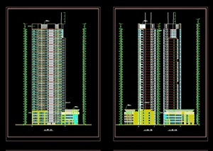 高层层住宅楼详细建筑cad施工平立面图