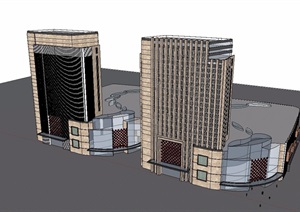独特造型的商业办公楼设计SU(草图大师)模型