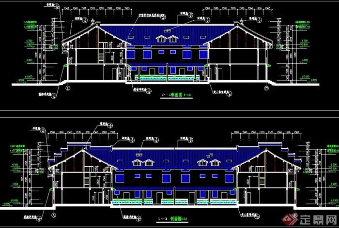 四川民居住宅设计cad剖立面图[原创]