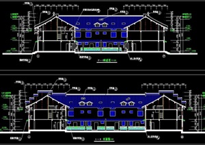 四川民居住宅设计cad剖立面图