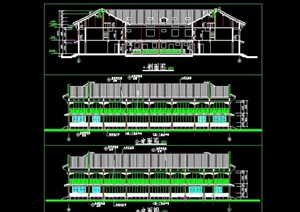 中式苏区民居建筑cad剖立面图