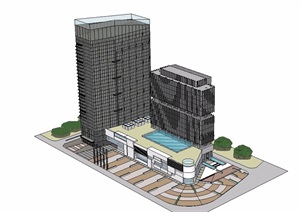 投标的城市综合体建筑SU(草图大师)模型