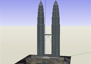马来西亚双塔办公建筑设计SU(草图大师)模型