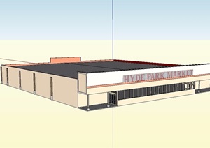 单层超市商场建筑SU(草图大师)模型