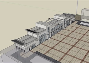 现代多层火车站详细建筑SU(草图大师)模型