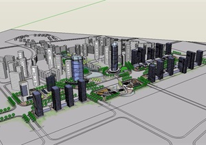 商业街城市综合建筑设计SU(草图大师)模型