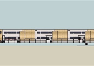 现代厂房连体办公楼建筑SU(草图大师)模型