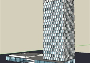 简洁高层办公楼设计SU(草图大师)模型