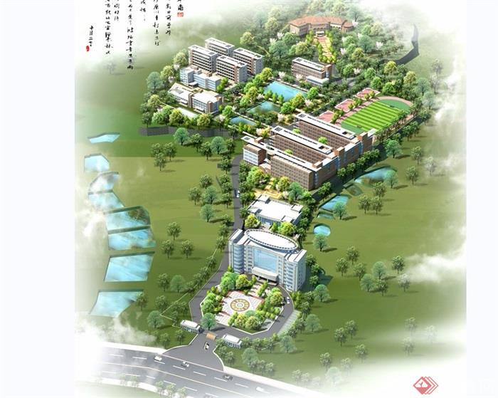 某学校建筑规划设计SU模型及效果图