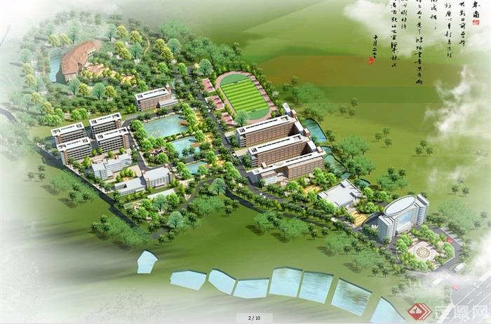 某学校建筑规划设计SU模型及效果图