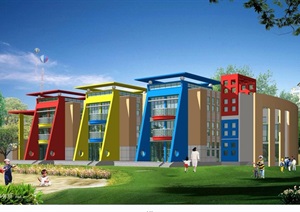 绿色家园幼儿园建筑cad方案带效果图