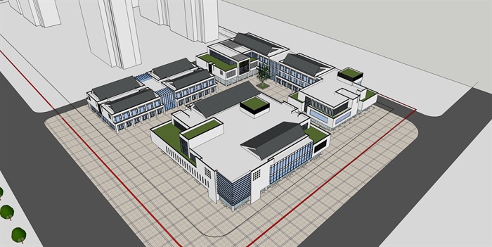 某新中式商业街区方案设计（CAD、su模型、效果图）(4)