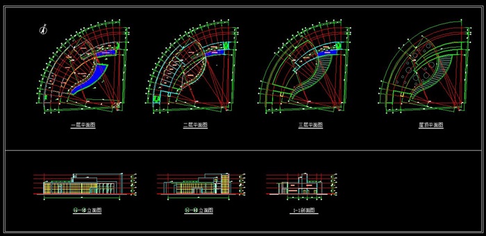 某游客服务中心建筑方案设计（CAD平立剖、效果图）(3)