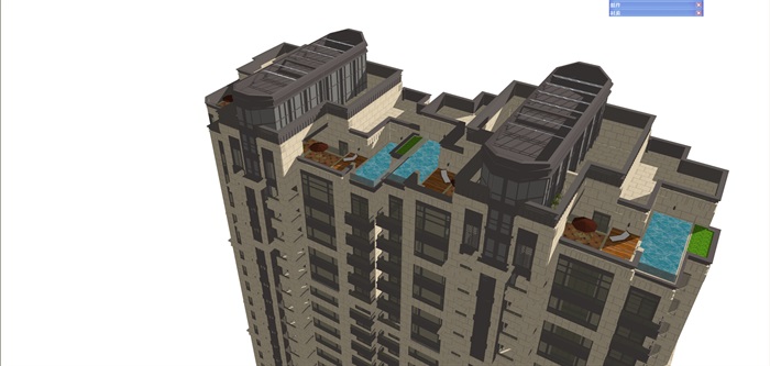 新古典风格高层详细的住宅楼设计su模型