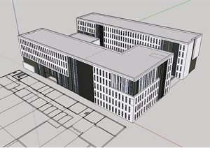多层教学楼详细建筑设计SU(草图大师)模型