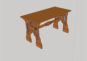 古典中式风格详细木质桌子SU(草图大师)模型