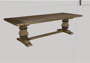 某木质详细的完整桌子SU(草图大师)模型