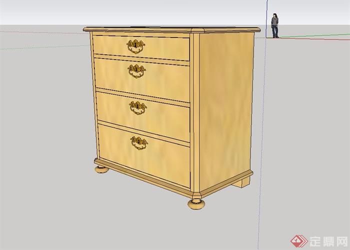 欧式风格床头柜详细设计su模型