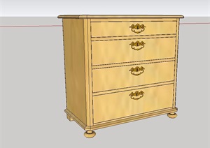 欧式风格床头柜详细设计SU(草图大师)模型