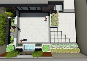 现代风格住宅庭院花园环境设计SU(草图大师)模型