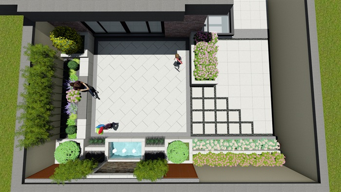 现代风格住宅庭院花园环境设计su模型
