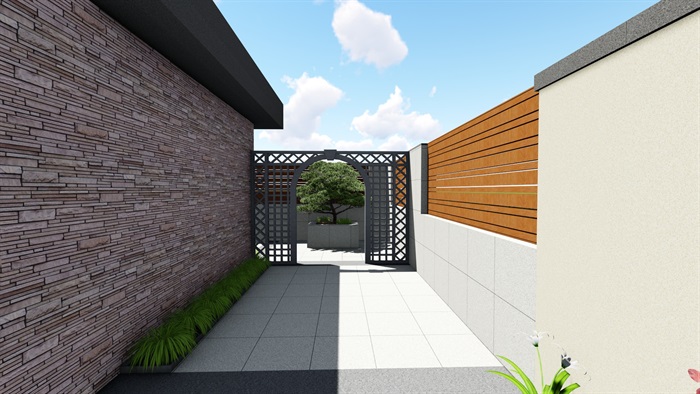 现代风格住宅庭院花园环境设计su模型