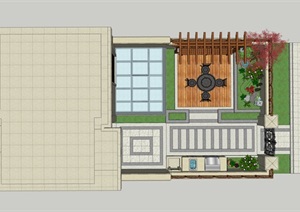 小花园详细完整庭院SU(草图大师)模型