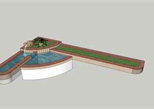 现代水景水池详细设计SU(草图大师)模型