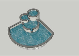 水景水池详细设计SU(草图大师)模型