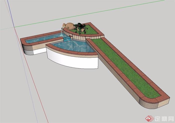 现代水景水池详细设计su模型